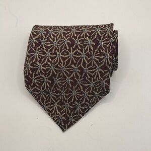 Vtg Valentino Mens Tie Retro Floral  Brown and Blue Print 56.2” X 4.2”